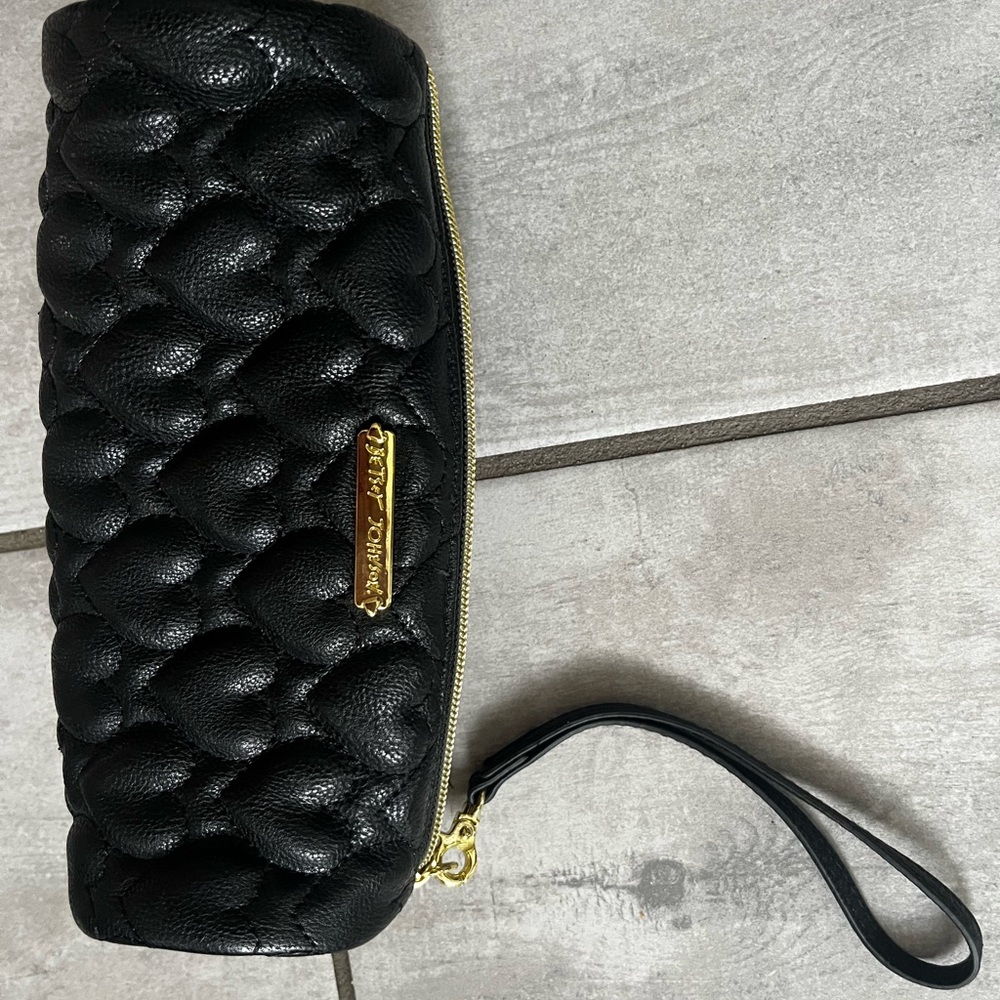 Betsey Johnson Black Quilted Wristlet